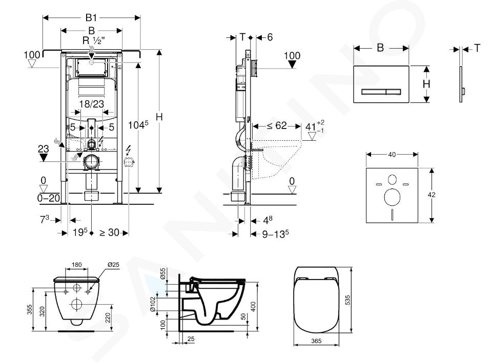 Periodiek trommel timer Geberit Duofix - Inbouwreservoir voor hangend toilet met SIGMA50  bedieningsknop, alpine wit + Ideal Standard Tesi - hangend toilet en wc-bril  111.355.00.5 NF8 | Sanitino.be/nl