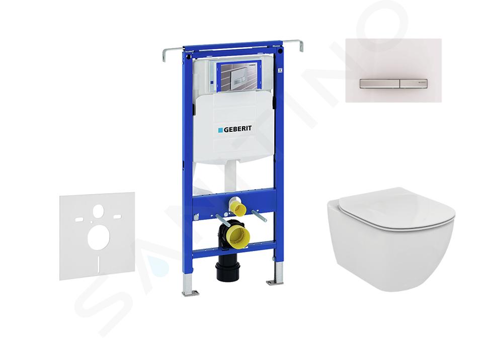 Geberit Duofix - Inbouwreservoir voor hangend toilet met SIGMA50 bedieningsknop, alpine wit + Ideal Standard Tesi - hangend toilet en wc-bril 111.355.00.5 NF8