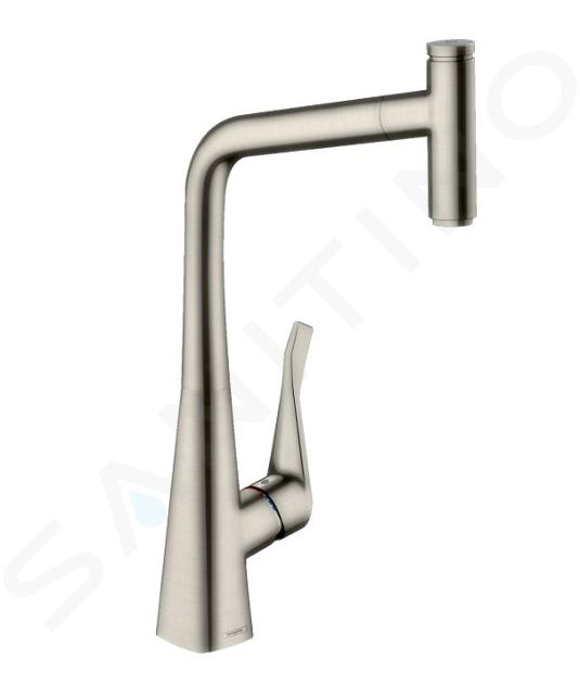 Hansgrohe Metris Select - Bateria zlewozmywakowa z wyciąganą wylewką, stal szlachetna optyczna 14884800