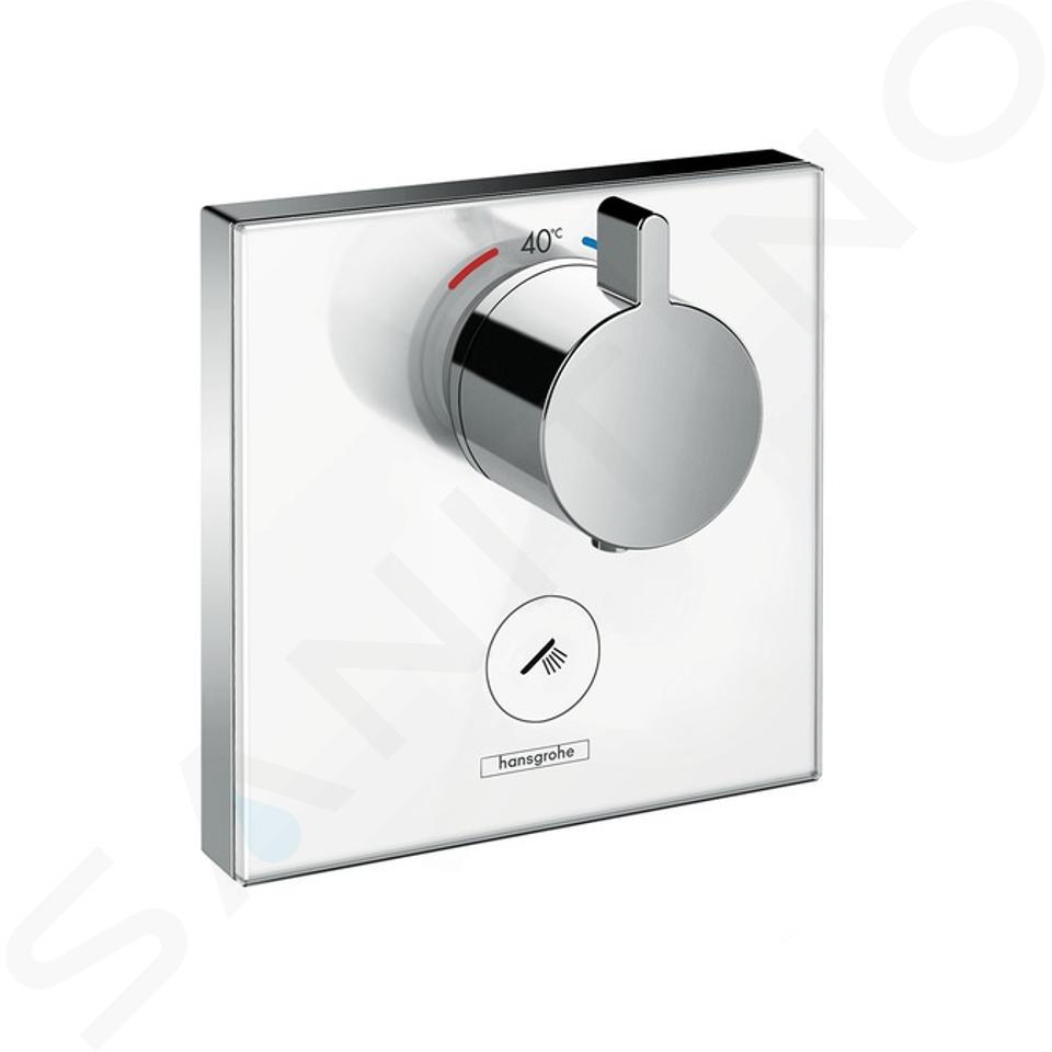 Hansgrohe Shower Select Glass - Highflow thermostaat afbouwdeel met stopkraan voor 1 functie en extra uitgang, wit/chroom 15735400