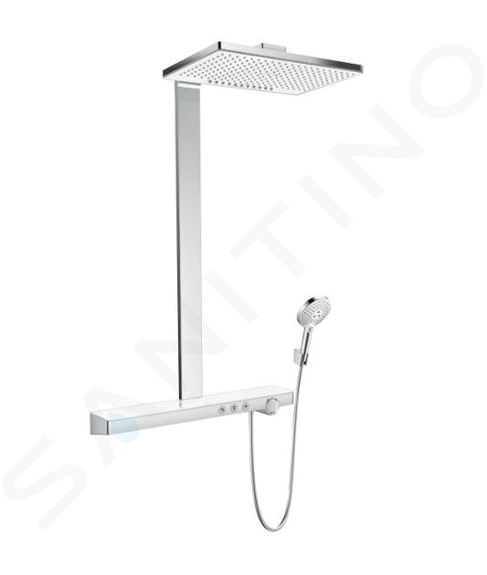 Hansgrohe Rainmaker Select - Conjunto de ducha Showerpipe 460 con termostato, 2 chorros, blanco/cromo 27109400