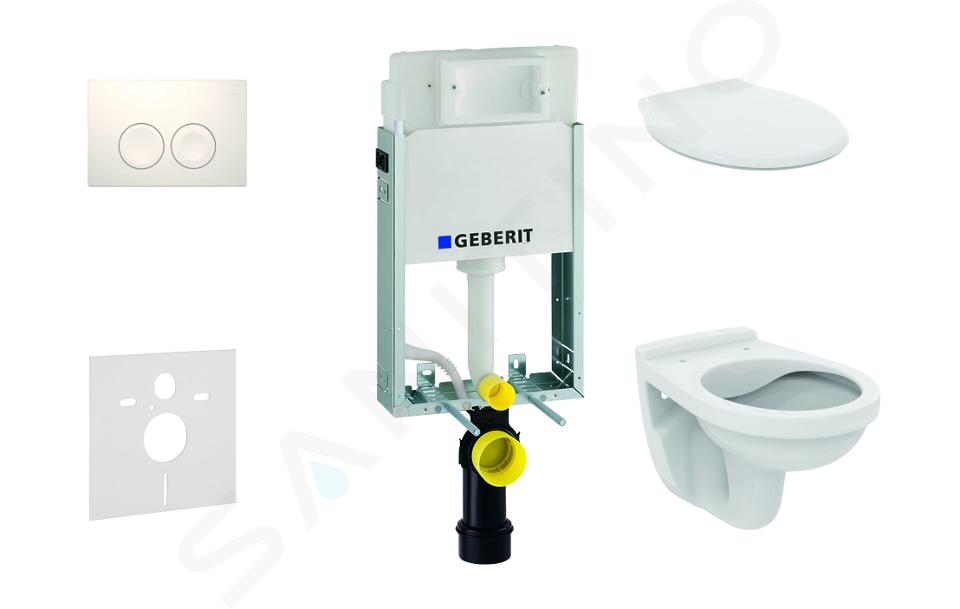 Geberit Kombifix - Conjunto de módulo de instalación, inodoro Alpha con asiento, pulsador de descarga Sigma01, blanco alpino 110.100.00.1 NR1