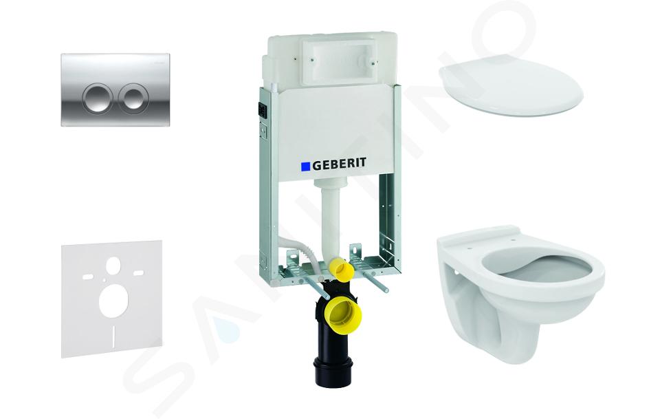 Geberit Kombifix - Conjunto de módulo de instalación, inodoro Alpha con asiento, pulsador de descarga Delta21, cromo brillante 110.100.00.1 NR2