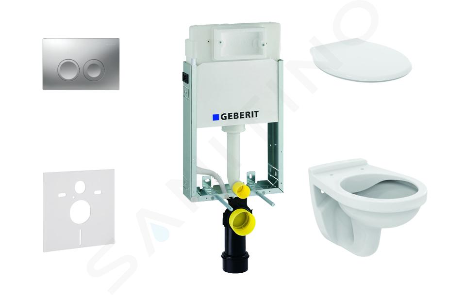 Geberit Kombifix - Conjunto de módulo de instalación, inodoro Alpha con asiento, pulsador de descarga Delta21, cromo mate 110.100.00.1 NR3