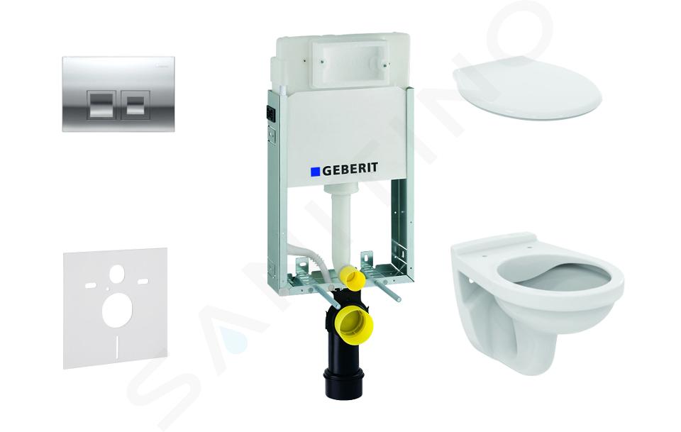 Geberit Kombifix - Conjunto de módulo de instalación empotrado, inodoro Alpha con asiento, pulsador de descarga Delta35, cromo brillante 110.100.00.1 NR5