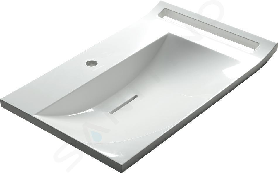 Sapho Lupo - Lavabo per mobili 720x450 mm, con portasciugamani a destra, senza sfioratore, foro per rubinetto, bianco LP072