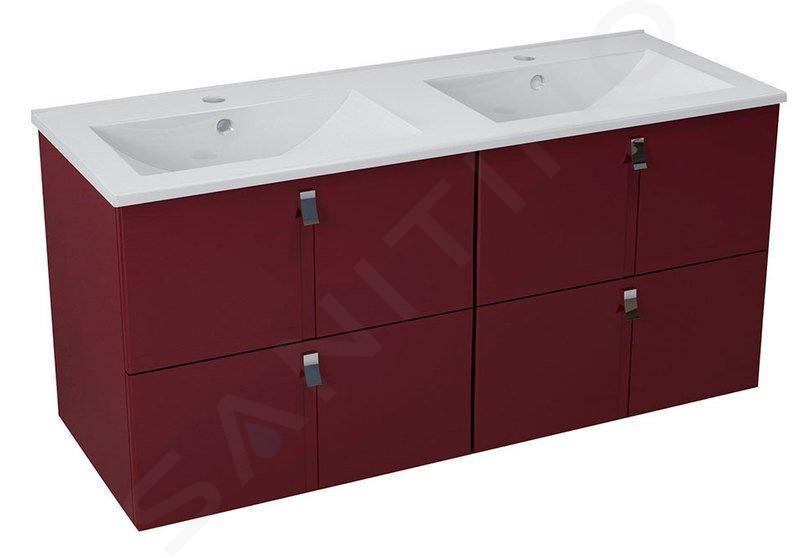 Sapho Mitra - Mueble para lavabo doble 1196x550x452 mm, bordó MT123