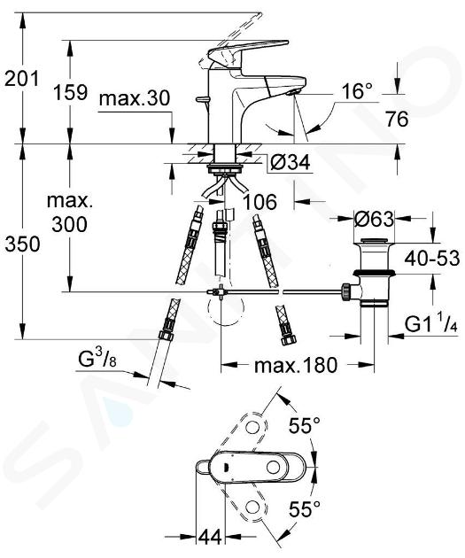 Grifo de lavabo GROHE** 33155002 Europlus lav 35mm c/extraible vaciador S