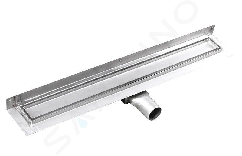 Gelco Manus - Canalina doccia in acciaio inox PIASTRA con griglia per piastrellatura, a parete, 750x112x55 mm GMP93