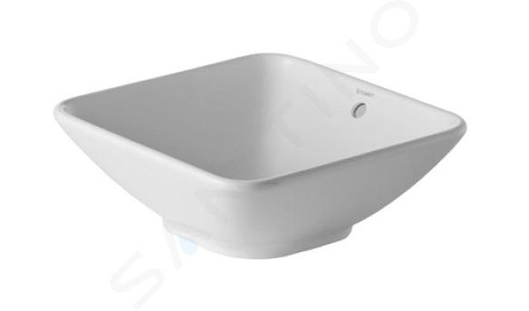 Duravit Bacino - Lavabo sobre encimera, 420x420 mm, sin orificio para grifería, blanco alpino 0333420000