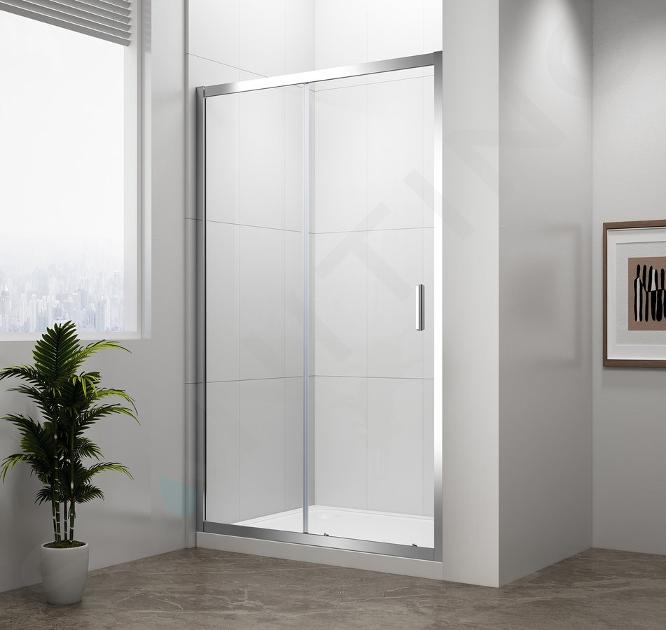 Polysan Easy Line - Porte de douche coulissante 120 cm, aluminium poli/verre clair EL1215