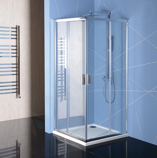 Polysan Easy Line - Paroi de douche 800 x 800 mm, aluminium/verre clair EL5215