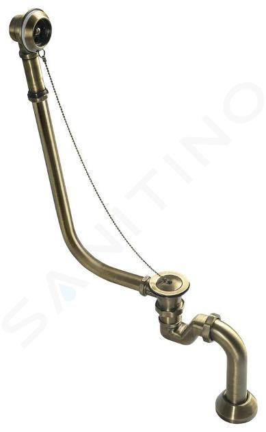 Polysan Zubehör - Badewannenablaufgarnitur, Kette, inkl. Siphon, bronze 71690