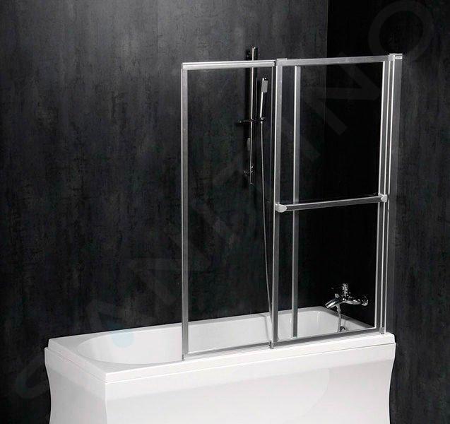 Polysan Olbia - Paroi de baignoire pneumatique 1230 mm, aluminium poli/verre clair 30317