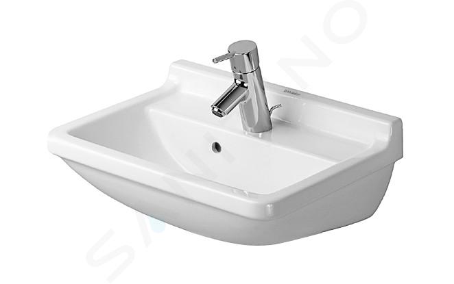 Duravit Starck 3 - Umywalka 50x36 cm, z przelewem, z otworem na baterię, biała 0300500000