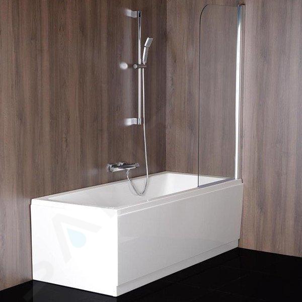 Polysan Spera - Mampara de baño 650x1500 mm, aluminio brillante/cristal transparente BS-65