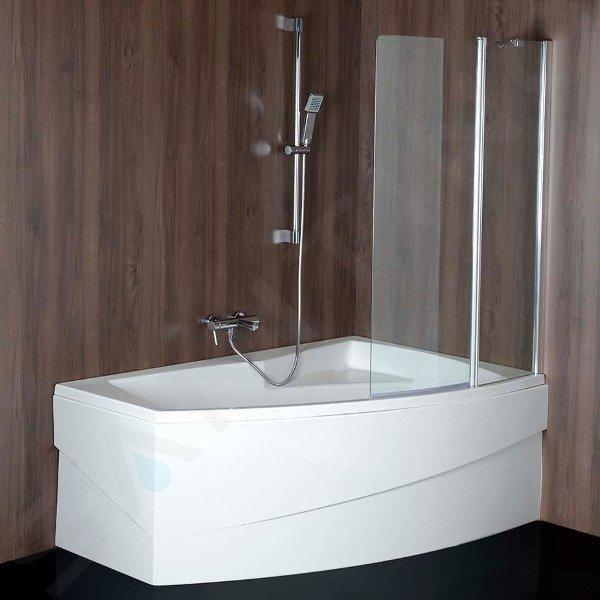 Polysan Tarus - Schermo per vasca da bagno 960x1400 mm, vetro trasparente BS-96