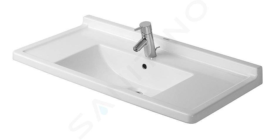 Duravit Starck 3 - Umývadlo, 850x485 mm, s prepadom, s otvorom na batériu, biela 0304800000