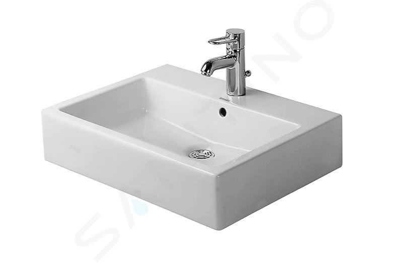 Duravit Vero - Umývadlo na dosku, 595x465 mm, s prepadom, s otvorom na batériu, biela 0452600000