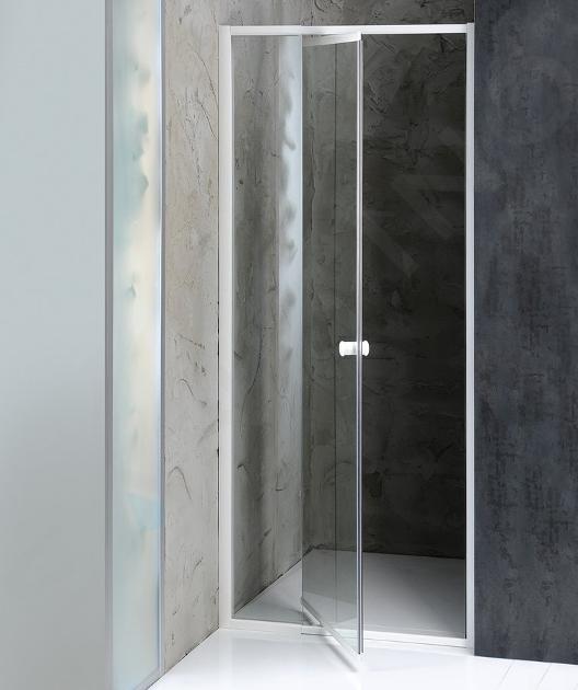 Aqualine Amico - Porta a soffietto per doccia 1040-1220x1850 mm, vetro trasparente/bianco G100