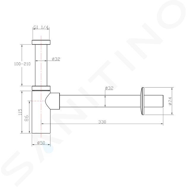 Aqualine Siphons - Siphon für Waschtisch rund 5/4, verchromt CV1003