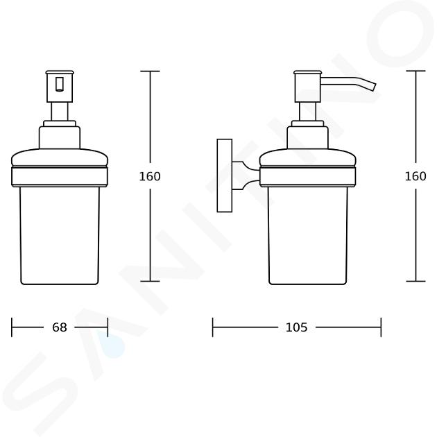 Aqualine Samba - Dispenser sapone, vetro opaco SB119