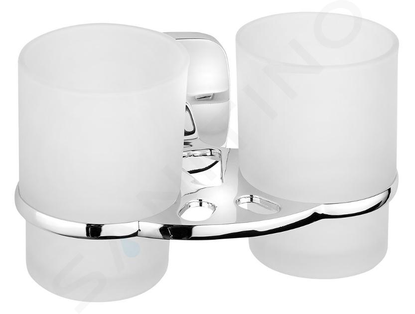 Aqualine Rumba - Porte-verre double, chrome/verre au lait RB105