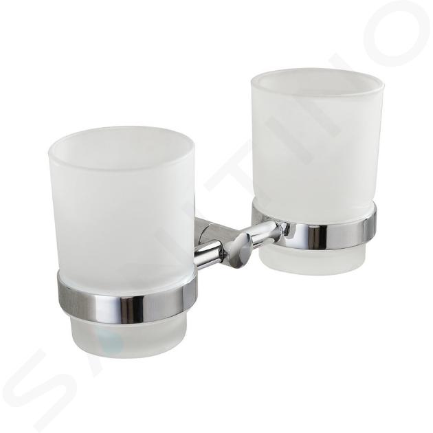 Aqualine Samba - Porte-verre double, chrome/verre lait SB105