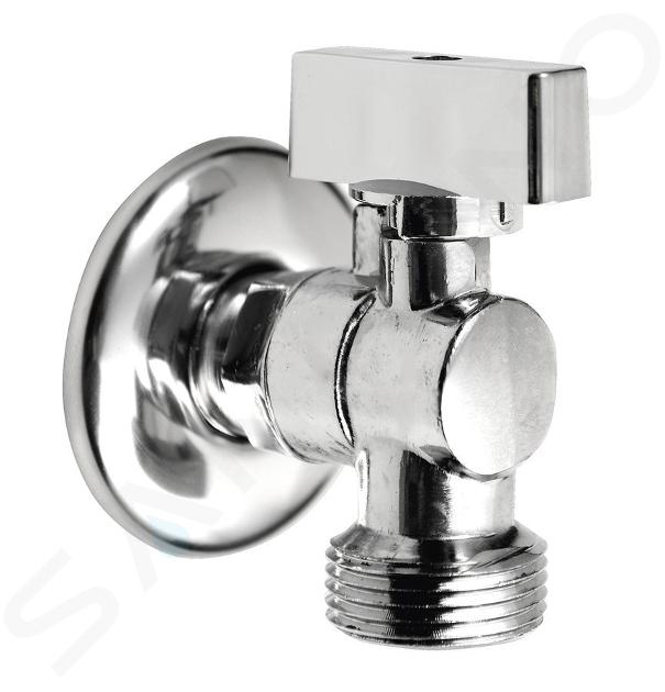 Aqualine Rubinetti d'arresto a gomito - Valvola a sfera per lavatrice con valvola di ritegno 1/2 "x3/4", cromo 5310