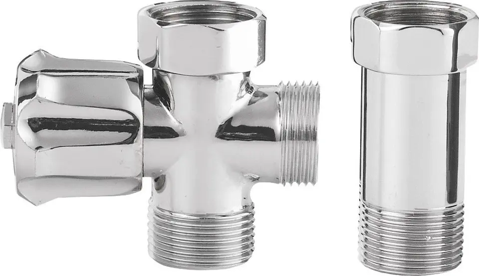 Aqualine - Pračkový ventil před nástěnnou baterii se zpět. ventilem 3/4"x3/4", chrom 5315