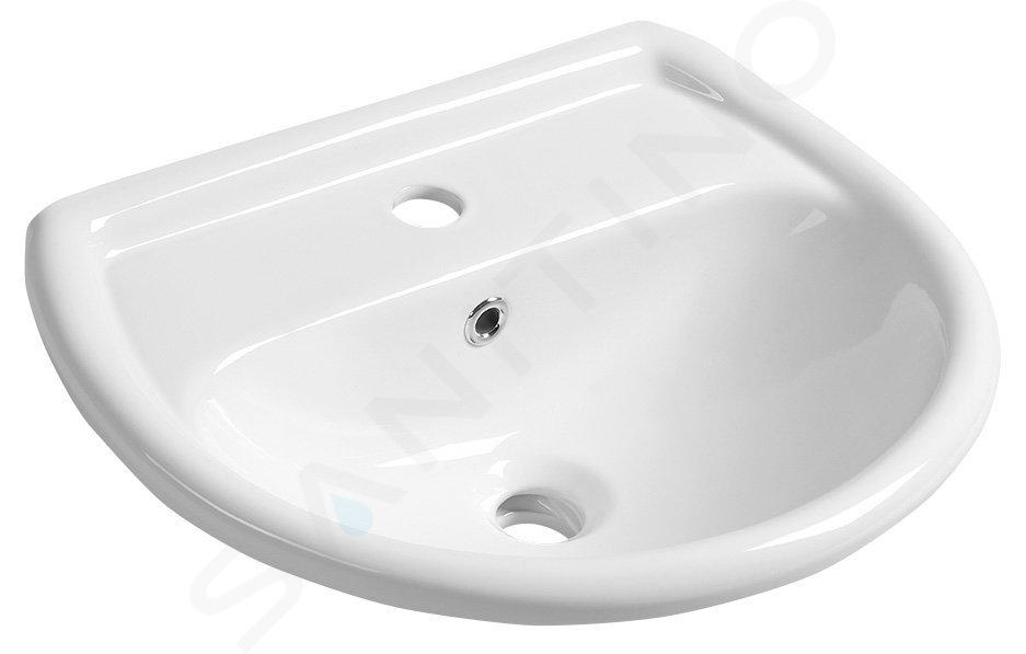 Aqualine Cerámica - Lavabo 50x40 cm, con rebosadero, orificio para grifo, blanco 20501