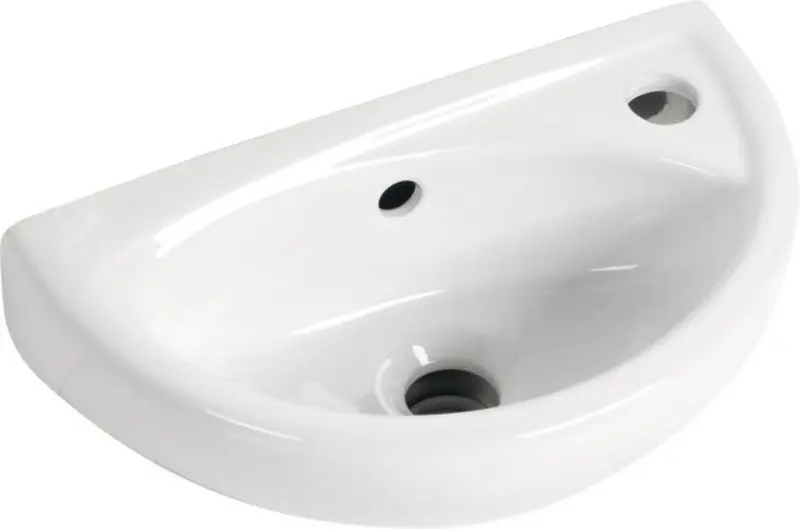 Aqualine Small - Умивалник Овал, 40х23 см, с преливник, с отвор за кран вдясно, бял TP040