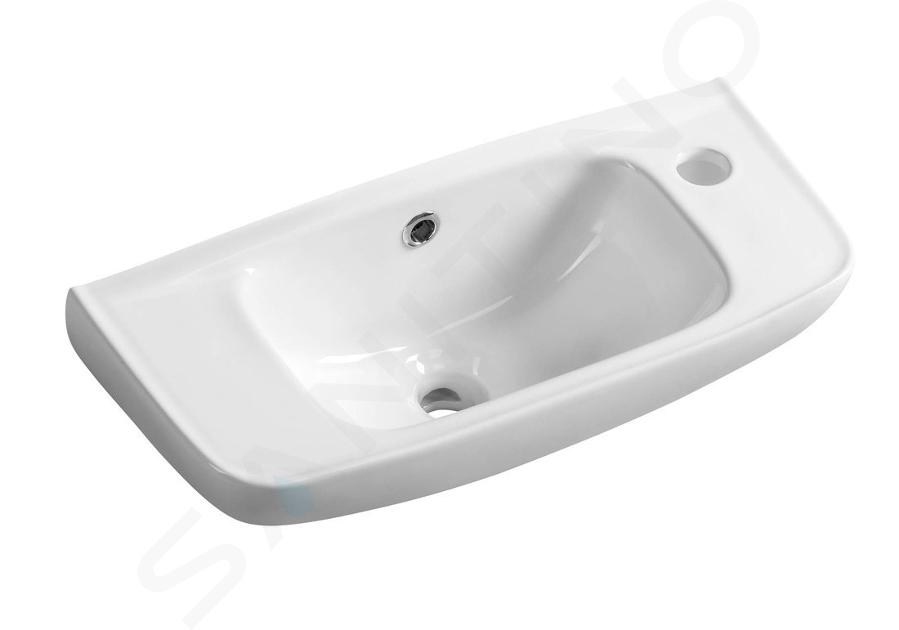 Aqualine Small - Umywalka wisząca 510x215 mm, z 1 otworem na baterię po prawej stronie, biała 10TP70051