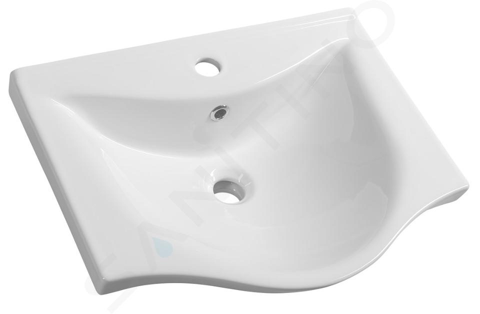 Aqualine Zara - Meuble lavabo 540x445 mm, avec trop-plein, trou pour robinet, blanc 10055