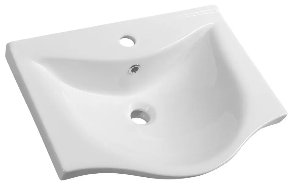 Aqualine Zara - Мебелен умивалник 54х45 см, с преливник, отвор за смесител, бял 10055