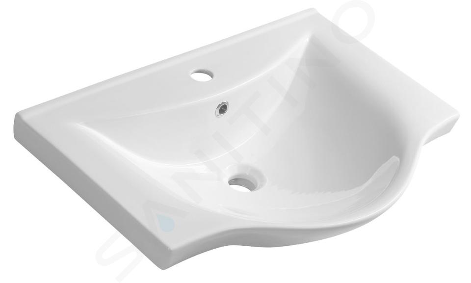 Aqualine Zara - Lavoar pe mobilier 65x46 cm, cu preaplin, orificiu pentru baterie, alb 10065