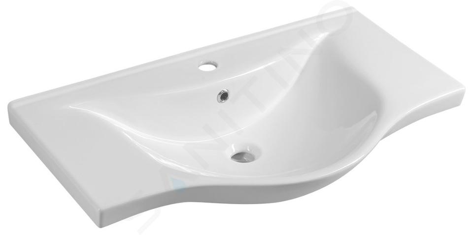 Aqualine Zara - Lavabo 795x460 mm, avec trop-plein, trou pour robinet, blanc 10080