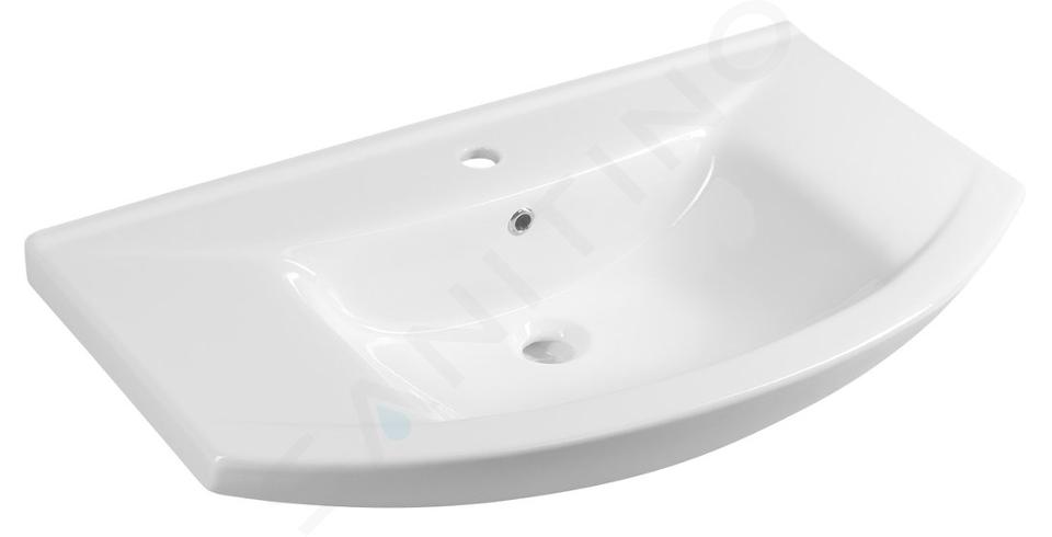 Aqualine Zero - Meuble lavabo 860x500 mm, avec trop-plein, trou pour robinet, blanc 6085