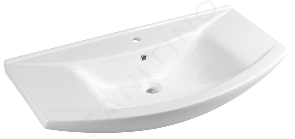 Aqualine Zero - Mueble lavabo 970x510 mm, con rebosadero, agujero para grifo, blanco 6095