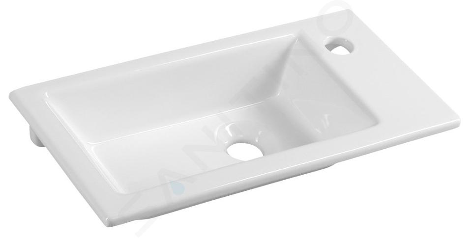 Aqualine Zuno - Lavabo per mobili 500x250 mm, senza sfioratore, foro per rubinetto a destra, bianco 9050