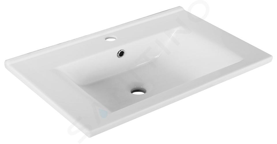 Aqualine Zuno - Lavamani 650x450 mm, con troppopieno e foro per miscelatore, bianco 9065