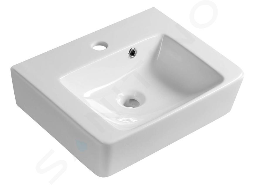 Aqualine Modis - Lavabo 445x351 mm, con sfioratore, foro per rubinetto, bianco FS981