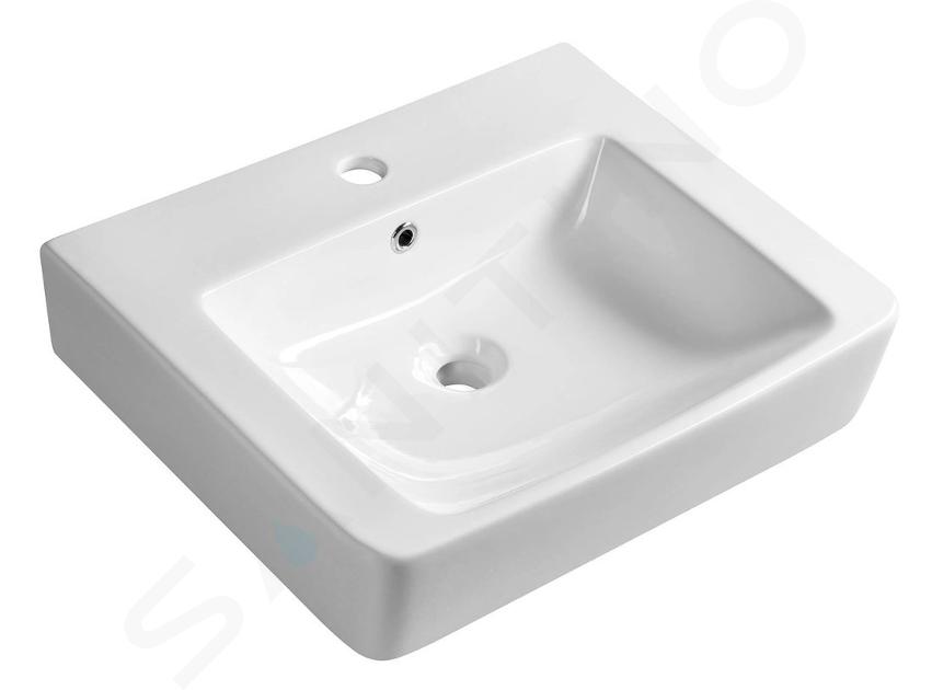 Aqualine Modis - Umyvadlo 540x445 mm, s přepadem, otvor pro baterii, bílá FS9A1