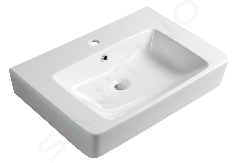 Aqualine Modis - Umyvadlo 640x445 mm, s přepadem, otvor pro baterii, bílá FS9C1