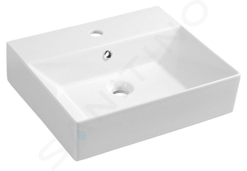 Aqualine Sistema - Umývadlo, 50x42 cm, s prepadom, s otvorom na batériu, biela 10SF50051