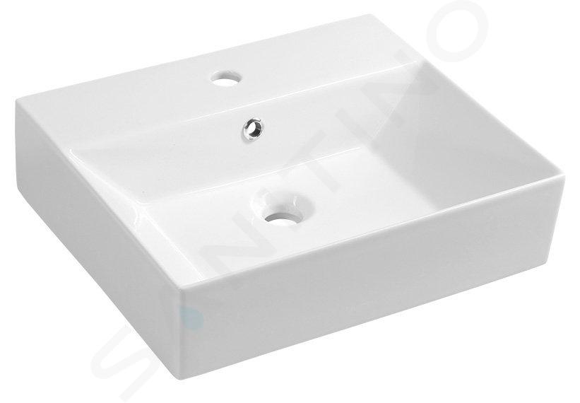 Aqualine Sistema - Umyvadlo 500x420 mm, s přepadem, s otvorem pro baterii, bílá 10SF50051