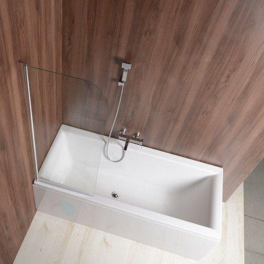 Aqualine Vilma - Mampara de baño 600x1400 mm, cromo/vidrio transparente AQ6014