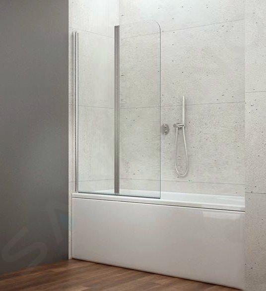 Aqualine Wila - Vouwbaar badscherm 900x1400 mm, glanzend aluminium/helder glas AQ5742