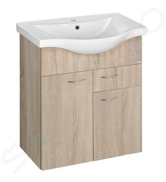 Aqualine Keramia Fresh - Umývadlová skrinka, 60x74x34 cm, dub platin 50066