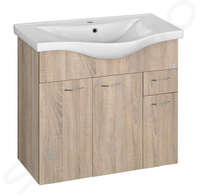 Aqualine Keramia Fresh - Mobiletto da lavabo 745x740x347 mm, rovere platino 50083